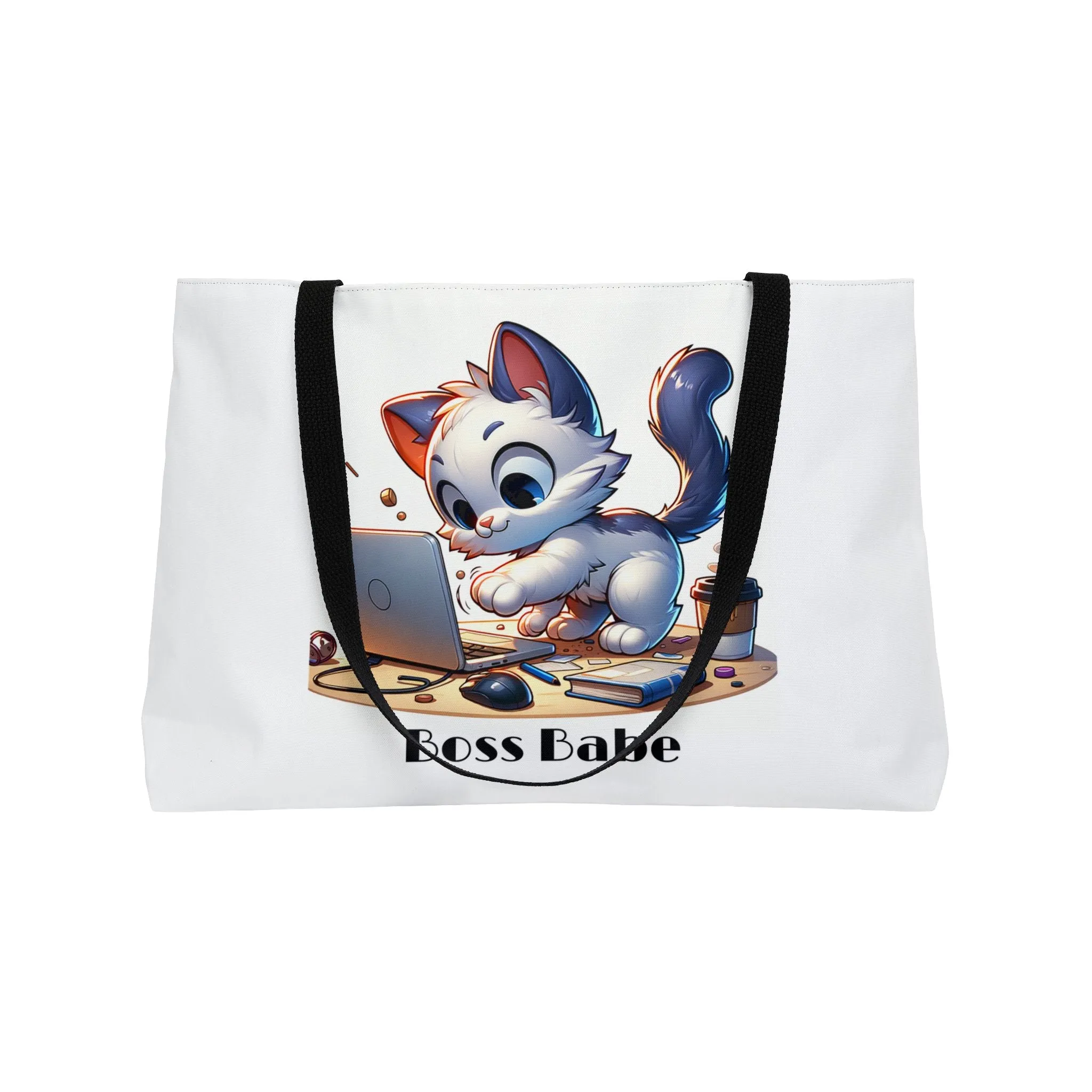 Cat Boss Babe Weekender Tote Bag, Laptop Bag, Travel Bag, Cat Lover Gift, Cute Cat Print, Cat Mom Gift, Boss Lady Bag